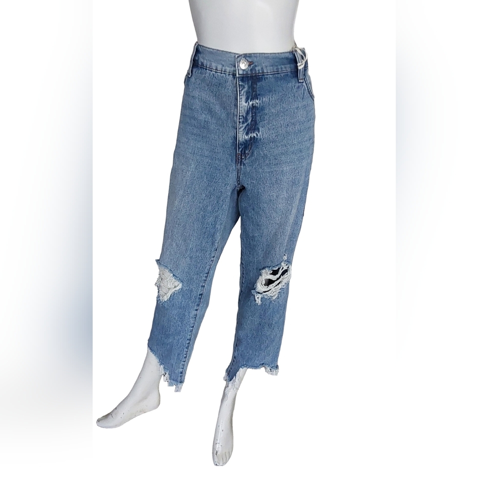 Jessica Simpson Harmony Distressed High Rise Slim Straigh Blue Jeans Size 16w - Picture 2 of 6